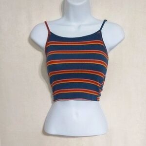 Dazy Striped Multicolor Women's Crop Top Tank Cami Size Extra Small